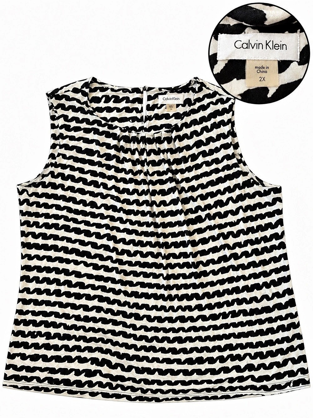 Calvin Klein Abstract Print Tank Top Black & White XXL Like New
